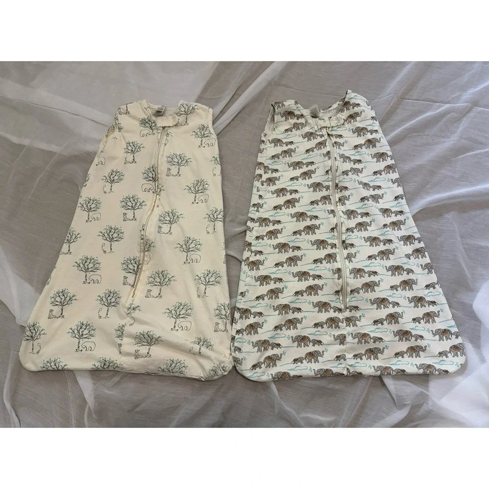 Lot Of 2 Touched by Nature Bear Elephant Baby Organic Cotton Sleep Sack 0-6 - Picture 1 of 9